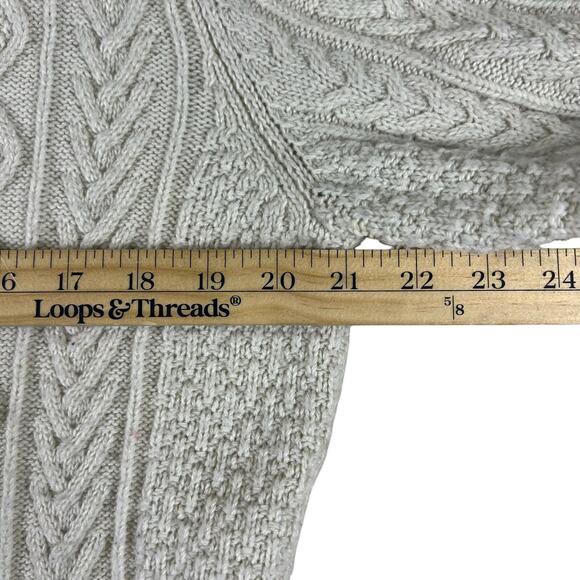 Uniqlo Cream Cable Knit Sweater M | Rory Gilmore Chunky Irish Fisherman Pullover - Picture 7 of 10